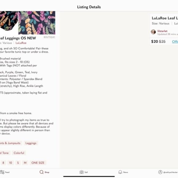 0572 LuLaRoe Size T & C Leggings Block Print Pink Cream Blue Black New - Picture 6 of 6